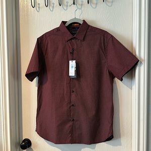 Denim & Flower Ricky Singh Button Up Shirt Red Polka Dots Mens Large L Slim EUC